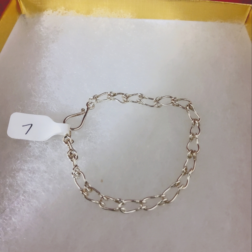 🇨🇦Artisan Silver Chain Link Bracelet, Size 7